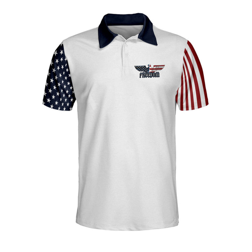 Custom Name American Eagle Independence Day Skull Men's Polo Shirt S-5XL