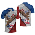 US Flag Eagles Patriotism Sky Idea for Independence Day Men's Polo Shirt S-5XL
