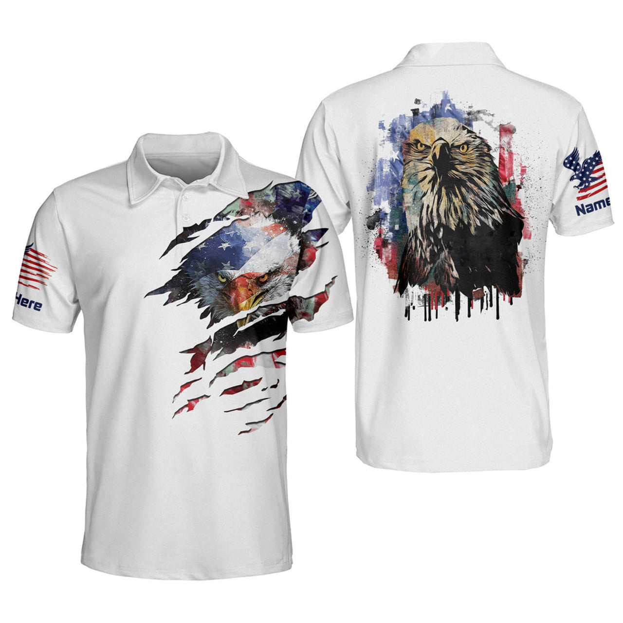 Custom All Over Print Eagle American Independence Outfit Men's Polo Shirt S-5XL