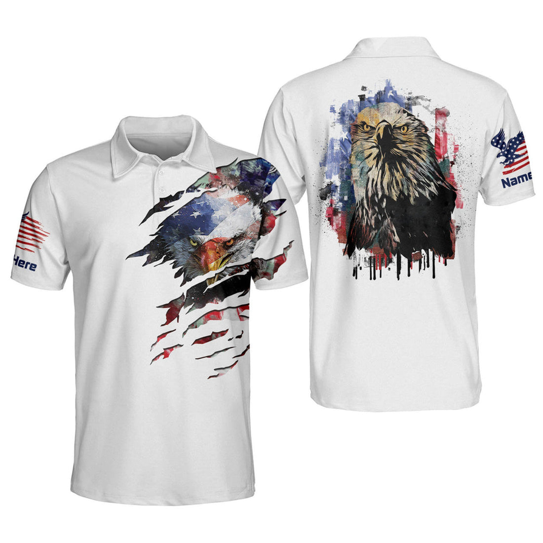 Custom All Over Print Eagle American Independence Outfit Men's Polo Shirt S-5XL