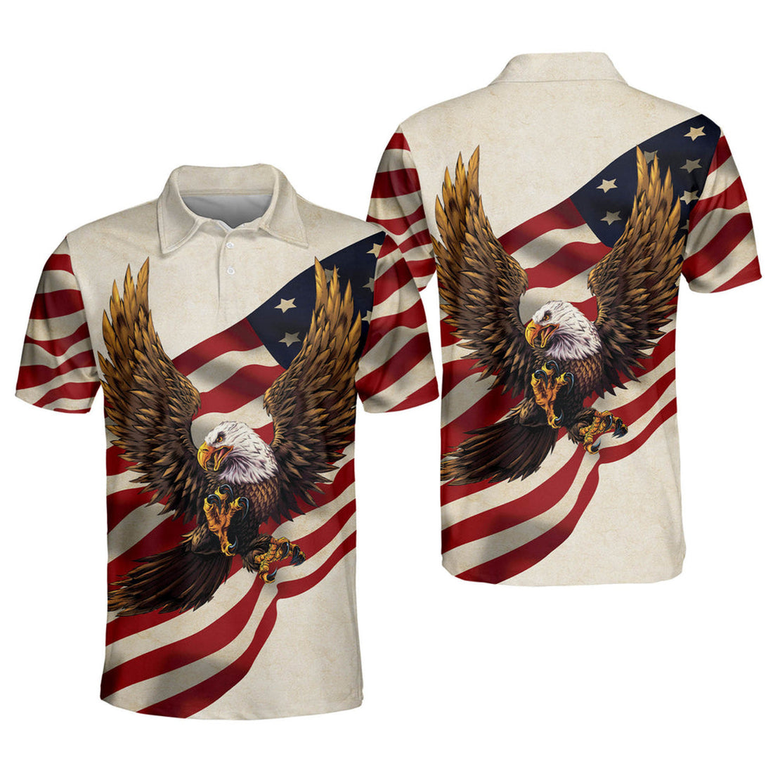 American Flag Patriotic Eagle Shirt Happy Independence Men's Polo Shirt S-5XL