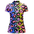 Custom Neon Rainbow Leopard Gift for Golf Lovers Women's Polo Shirts S-5XL