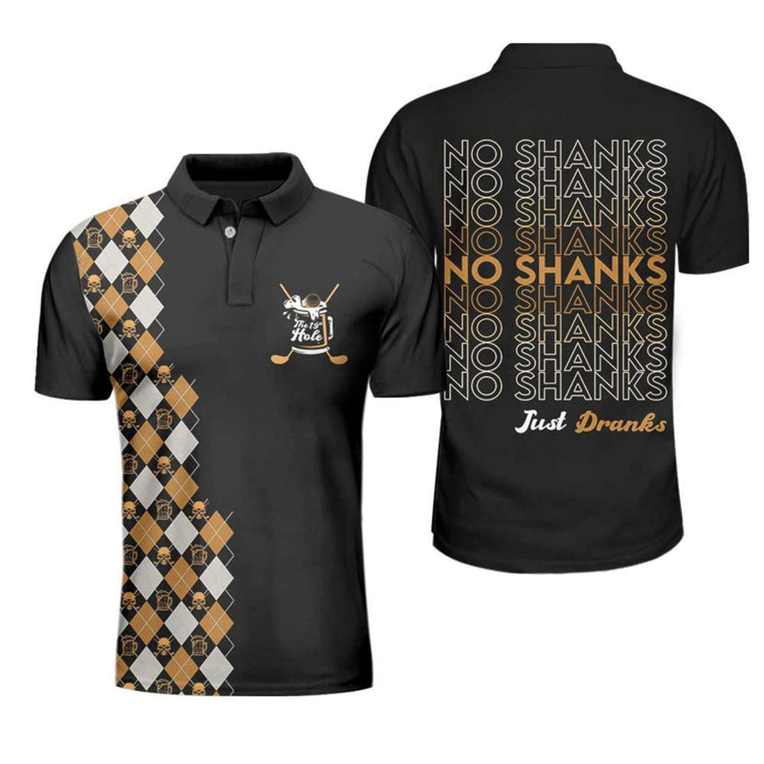 No Shanks Just Dranks Argyle Beer Golf Men's Polo Shirt S-5XL