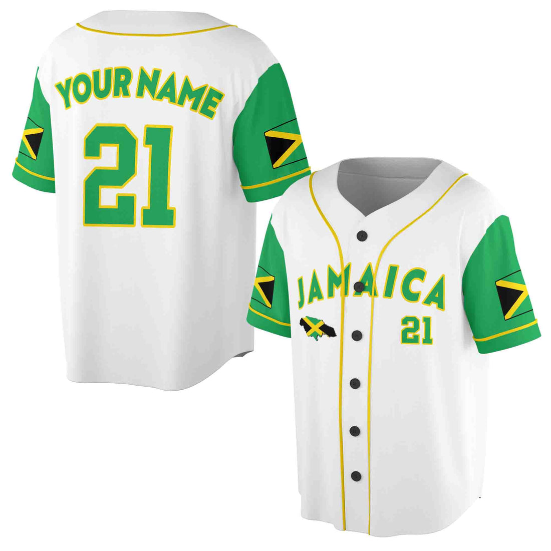 Personalized Name Number Jamaica Country Map Jamaica Pride Baseball Jersey S-5XL