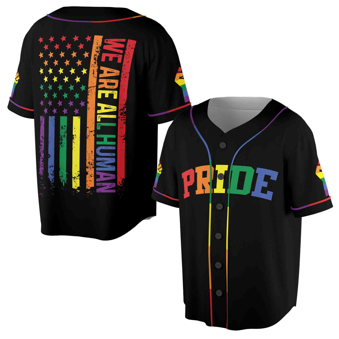 We Are Human Rainbow Pride Month LGBT Team Unisex Baseball Jersey S-5XL