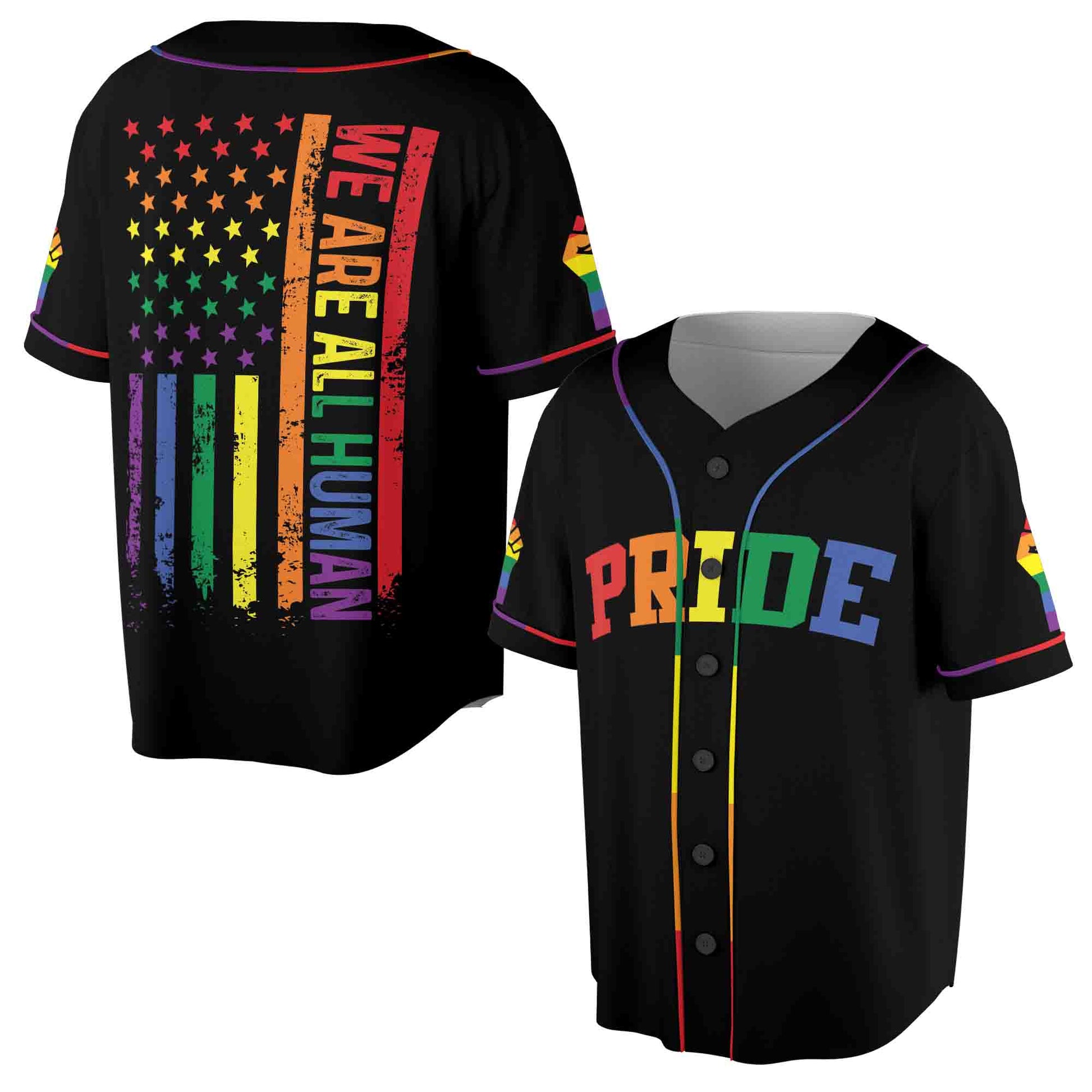 We Are Human Rainbow Pride Month LGBT Team Unisex Baseball Jersey S-5XL