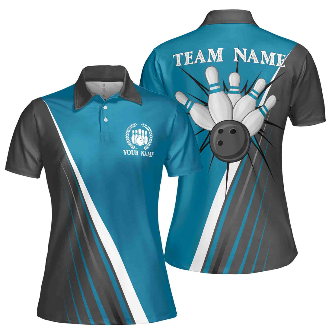 Custom Name Team Name Bowling Team Women's Polo Shirt S-5XL