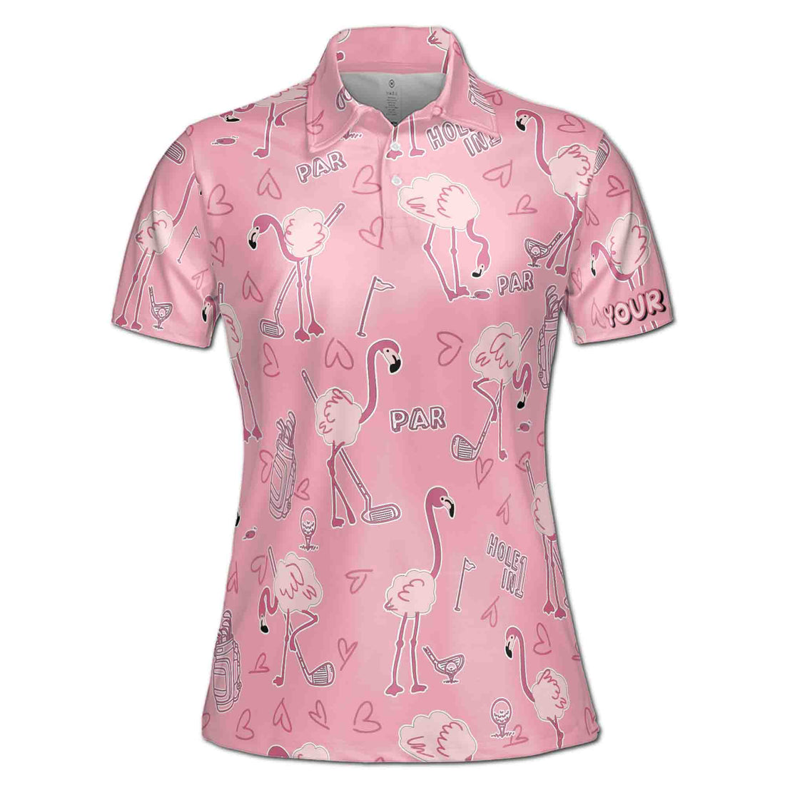 Cute Flamingo Playing Golf Pattern Golf Team Women's Polo Shirt S-5XL