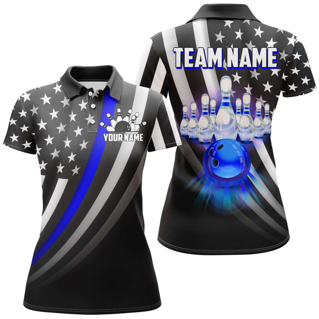 Custom American Bowling for Women Team Women's Polo Shirts S-5XL