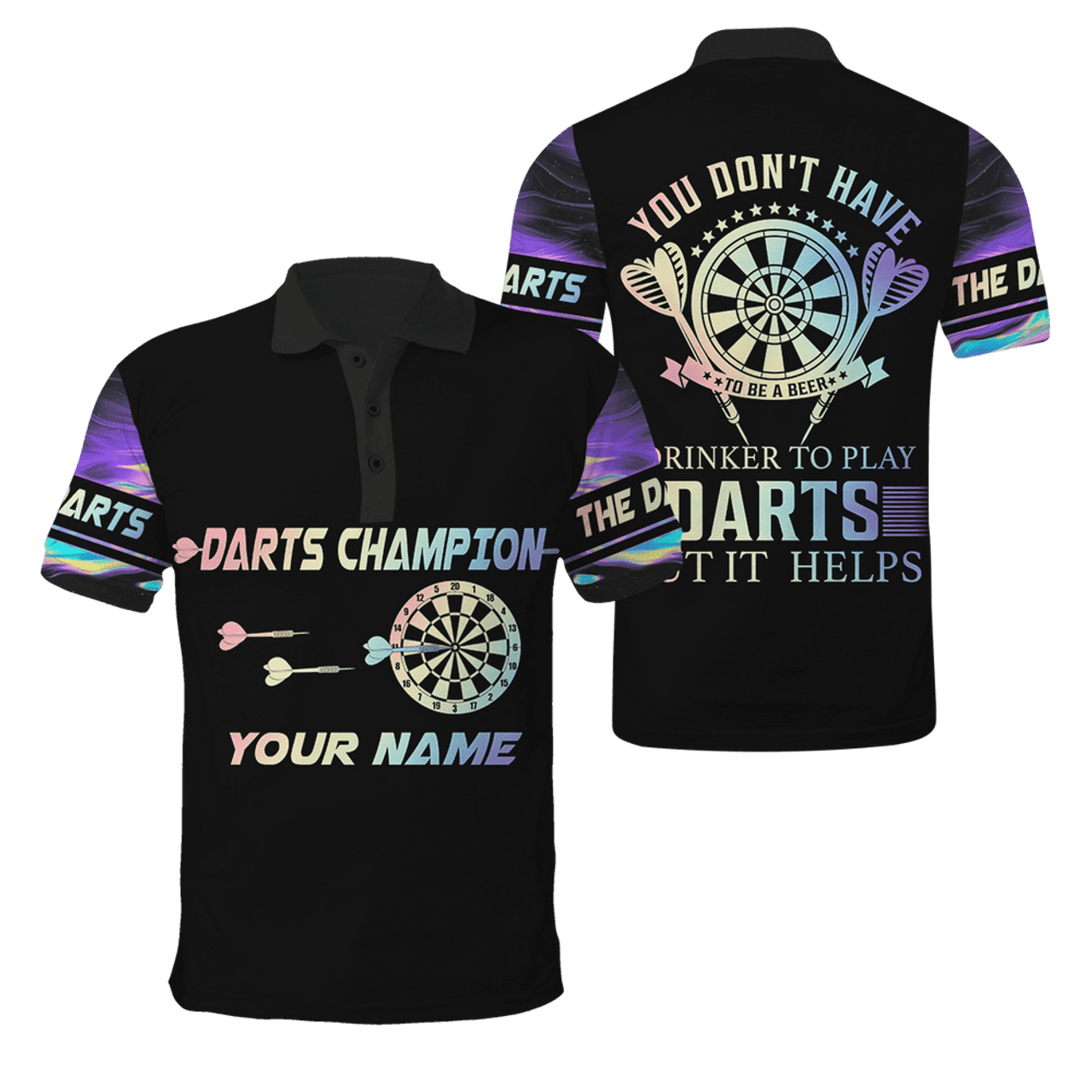 Custom Darts Player No You Don't Have To Be Beer Printed Men's Polo Shirt S-5XL