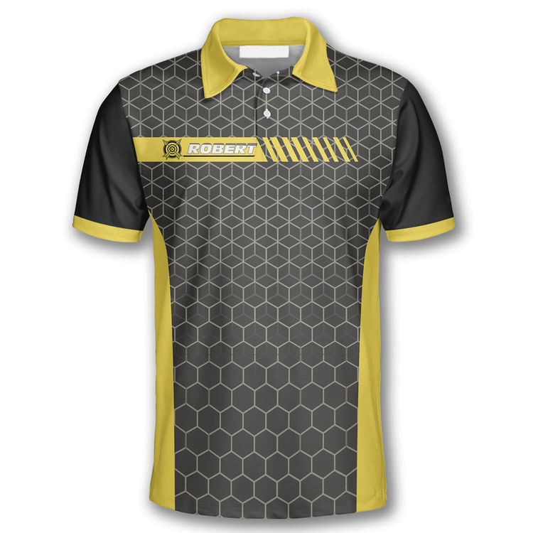 Custom Over Print Archery Honeycomb Pattern Emblem Shirt Men's Polo Shirt S-5XL