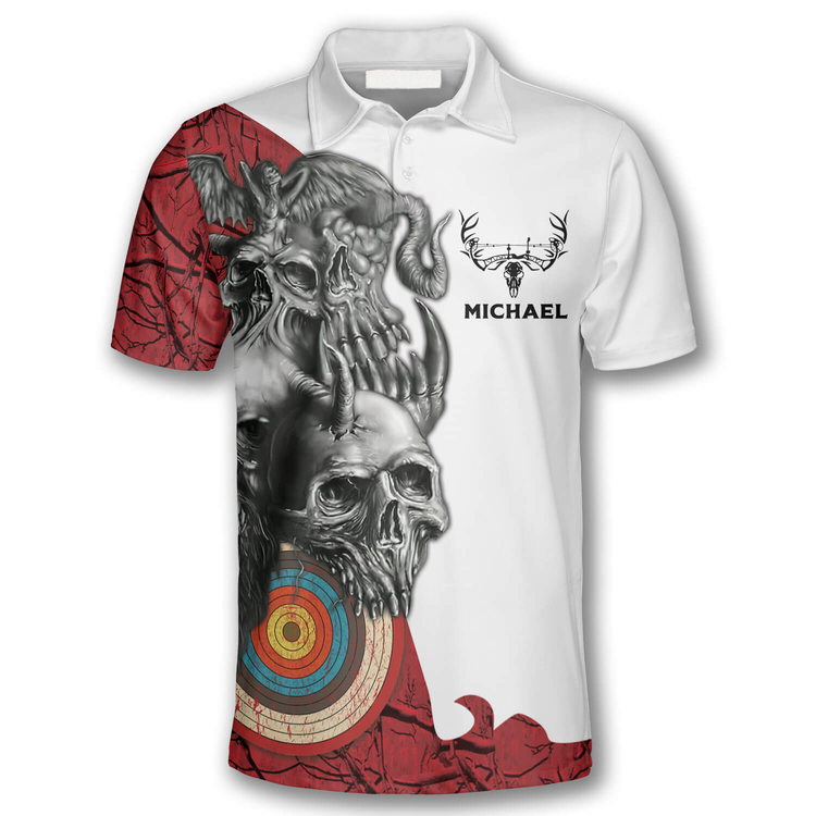 Personalized Retro Skull Archer Archery Shirt for Men Men's Polo Shirt S-5XL