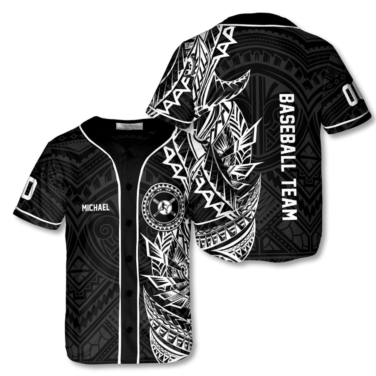 Custom Athlete BW Tribal Baseball Jersey Gift Baseball Jersey S-5XL