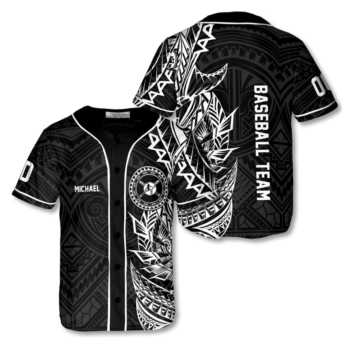 Custom Athlete BW Tribal Baseball Jersey Gift Baseball Jersey S-5XL