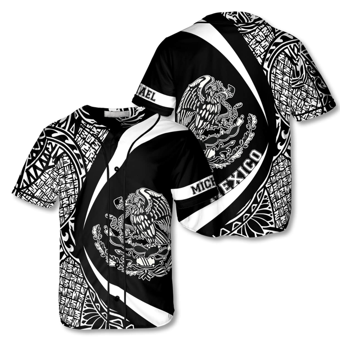 Mexico Tribal BW Custom Baseball Jersey Gift for Mexican Baseball Jersey S-5XL