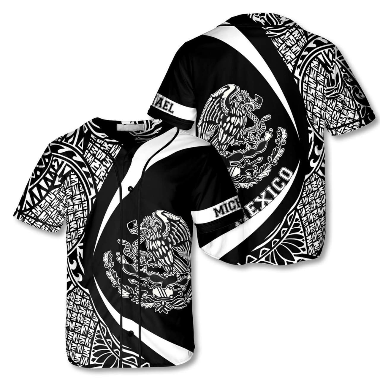 Mexico Tribal BW Custom Baseball Jersey Gift for Mexican Baseball Jersey S-5XL