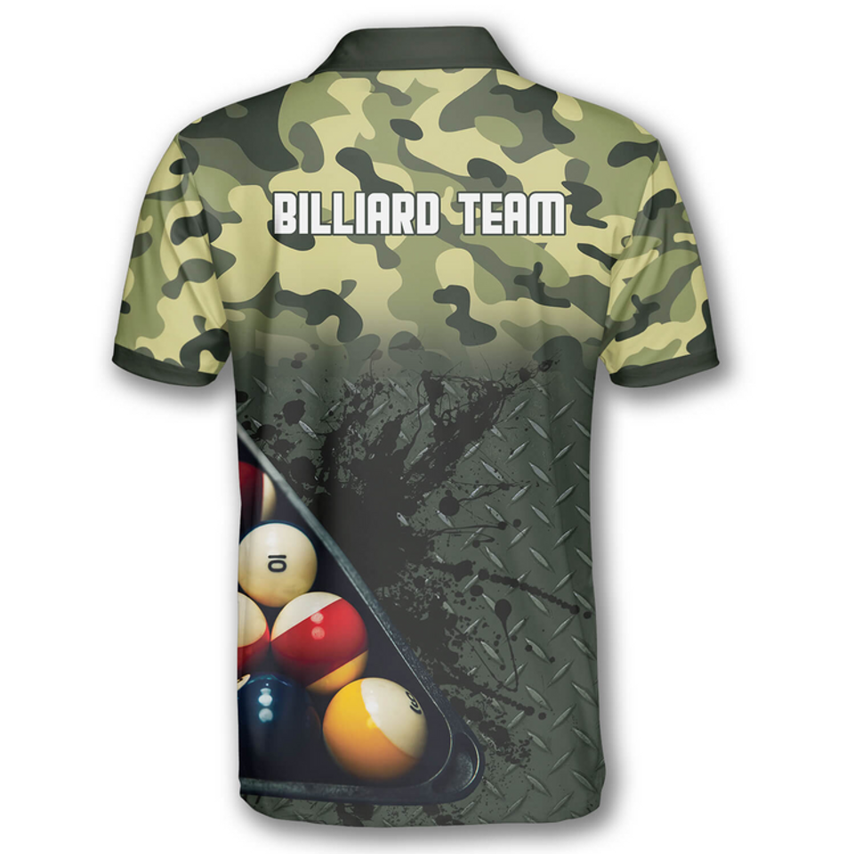 Personalized Green Camo Billiard Shirt Gift for Men Team Men's Polo Shirt S-5XL
