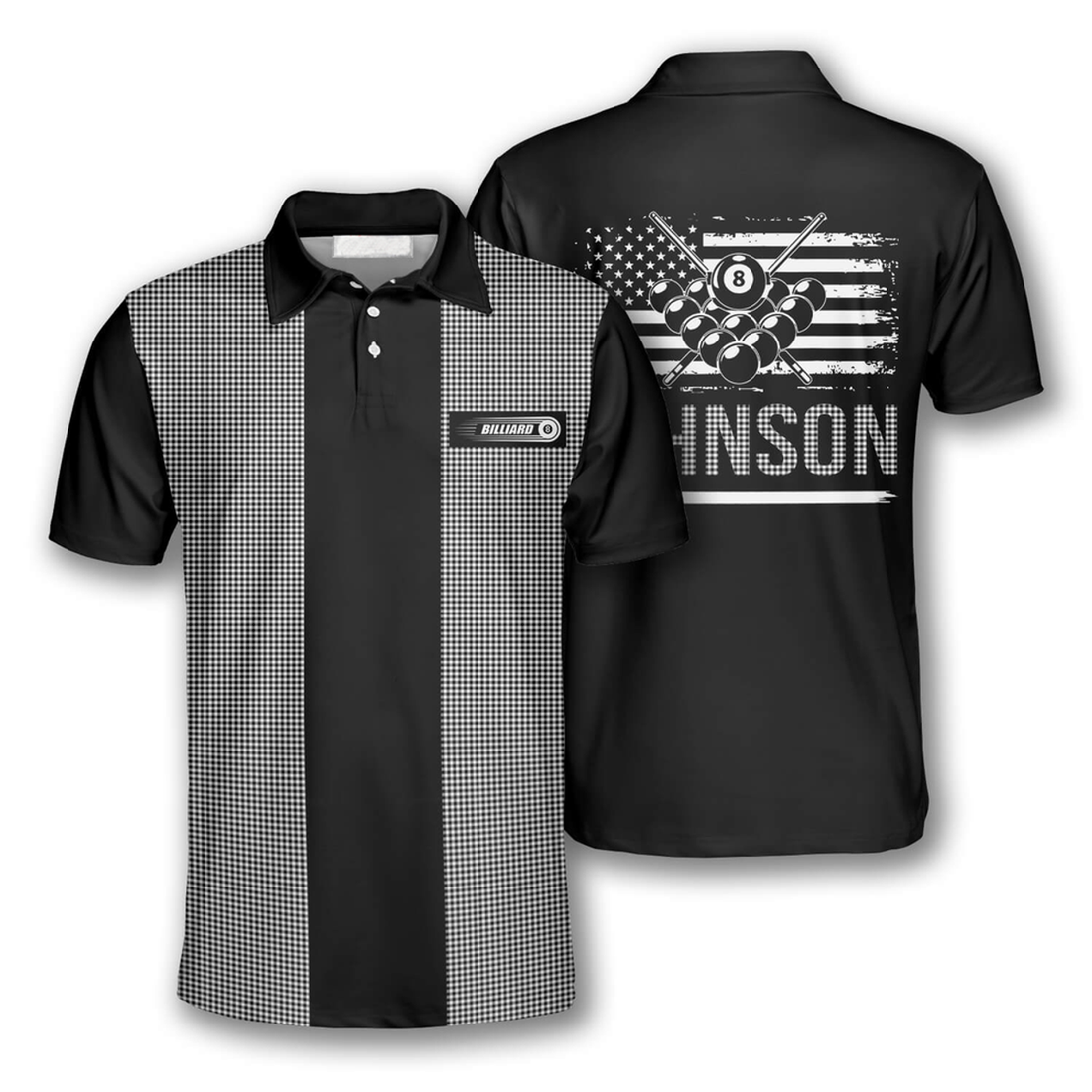 Custom 3D All Over Print Billiard Gingham Shirt for Men Men's Polo Shirt S-5XL