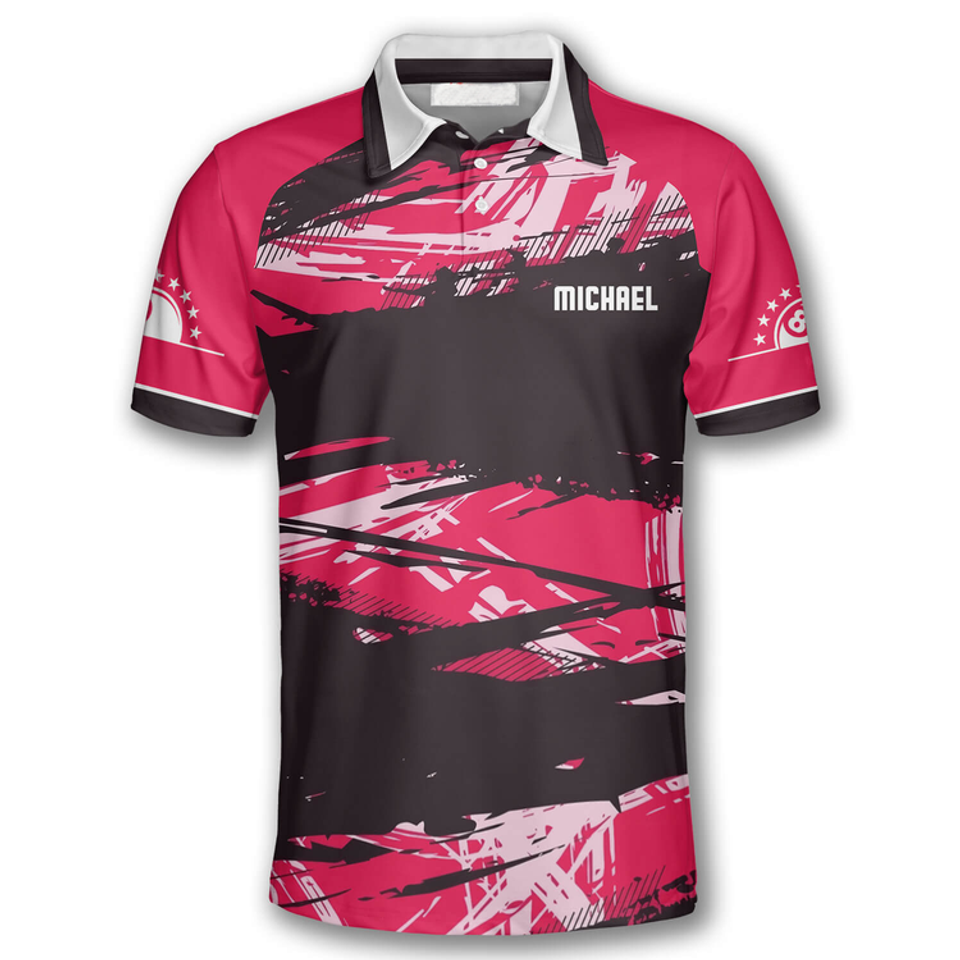 Custom Over Print Pink Grunge Billiard Polo Shirts for Men's Polo Shirt S-5XL