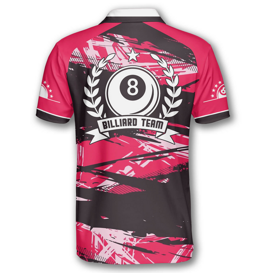 Custom Over Print Pink Grunge Billiard Polo Shirts for Men's Polo Shirt S-5XL
