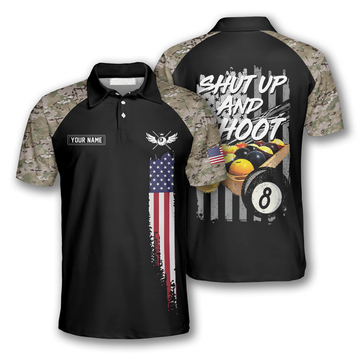 Personalized Billiard Camouflage Shut Up And Shoot Custom Men's Polo Shirt S-5XL