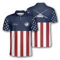 Custom Print Billiard American Flag Navy Shirt for Men Men's Polo Shirt S-5XL