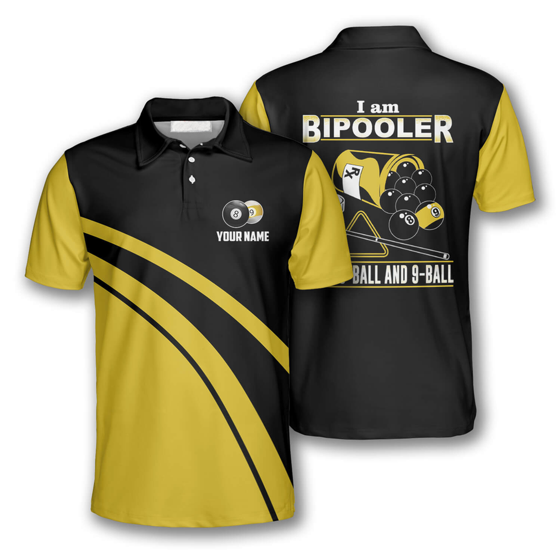 Custom Billiard I'm Bipooler Funny 8 and 9 Ball Shirt Men's Polo Shirt S-5XL