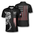 Custom Patriotic Billiards Skull American Flag Shirt Men Men's Polo Shirt S-5XL
