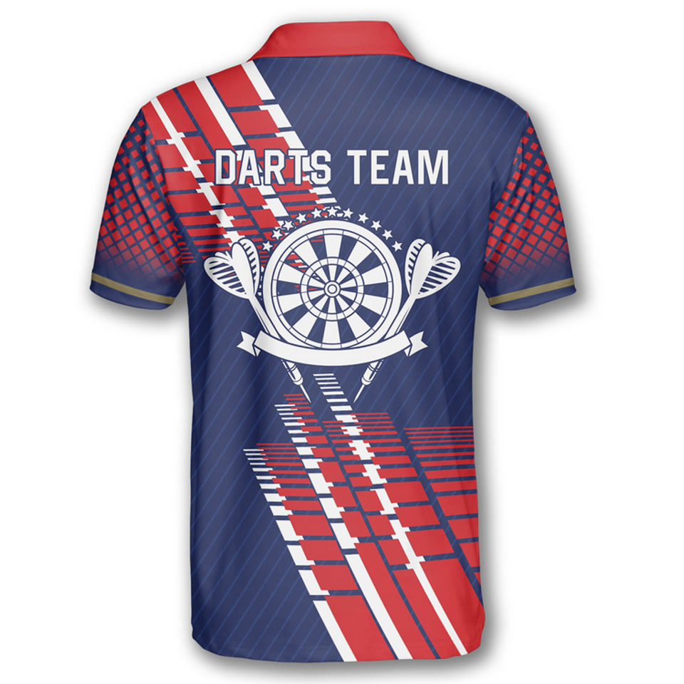 Custom Darts Blue Red Geometric Pattern Polo Shirt for Men S-5XL