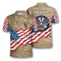 Custom 3D All Over Print Darts Eagle Waving Flag Polo Shirt for Men S-5XL