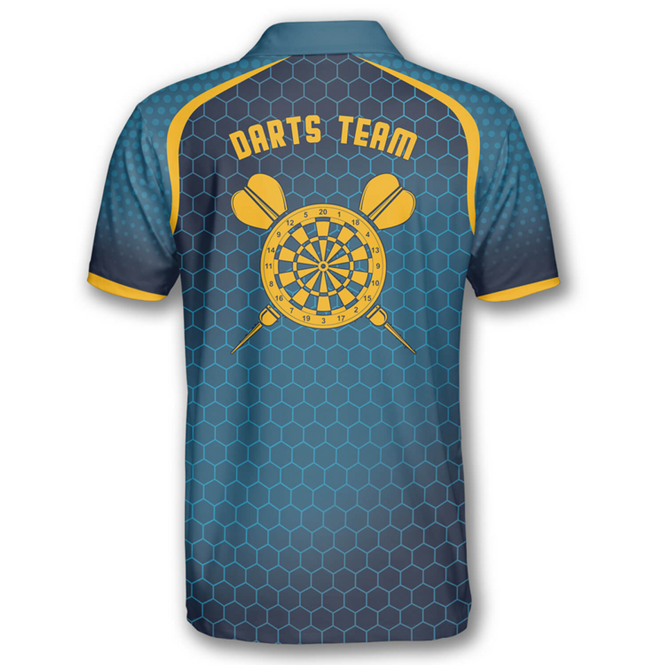 Custom Darts Honeycomb Pattern Yellow Blue Polo Shirts for Men S-5XL