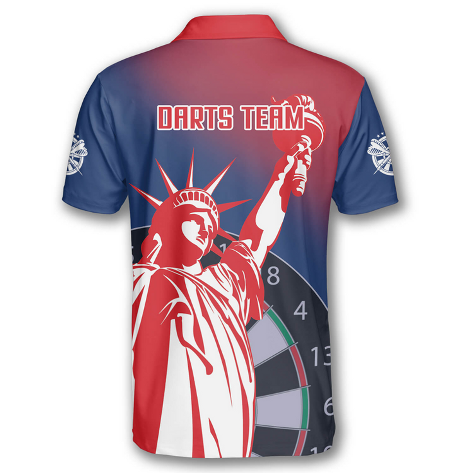 Custom 3D All Over Print Darts Statue of Liberty Polo Shirt for Men S-5XL