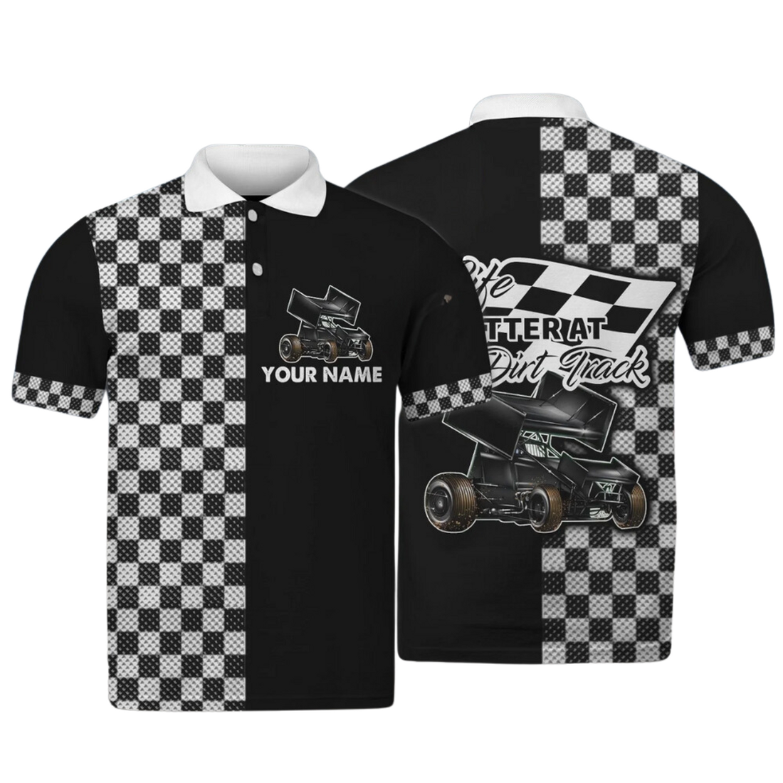 Personalized 3D Dirt Racing Polo with Custom Name Men's Polo Shirt S-5XL