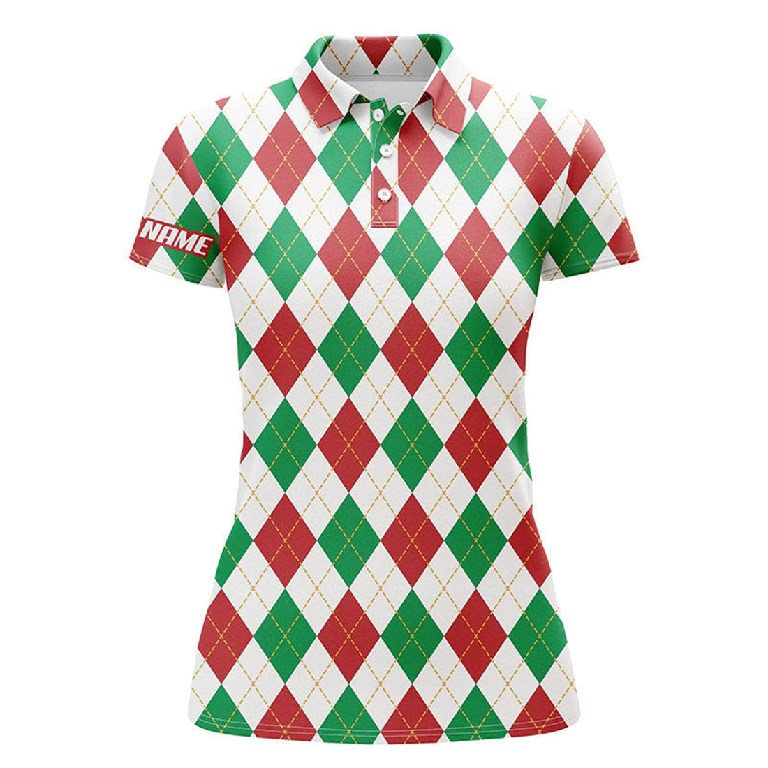 Custom Christmas Argyle Pattern Golf Polo Perfect Gift Women's Polo Shirts S-5XL