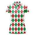 Custom Christmas Argyle Pattern Golf Polo Perfect Gift Women's Polo Shirts S-5XL