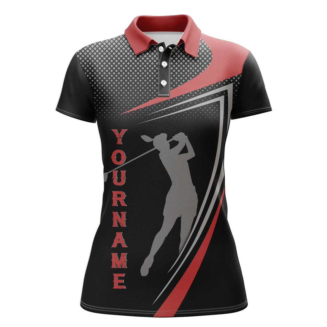 Custom Personalized Red and Black Sports for Golfers Women's Polo Shirts S-5XL