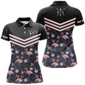Custom Plan Golf Wine Flamingo Tropical Leaf Design Women's Polo Shirts S-5XL