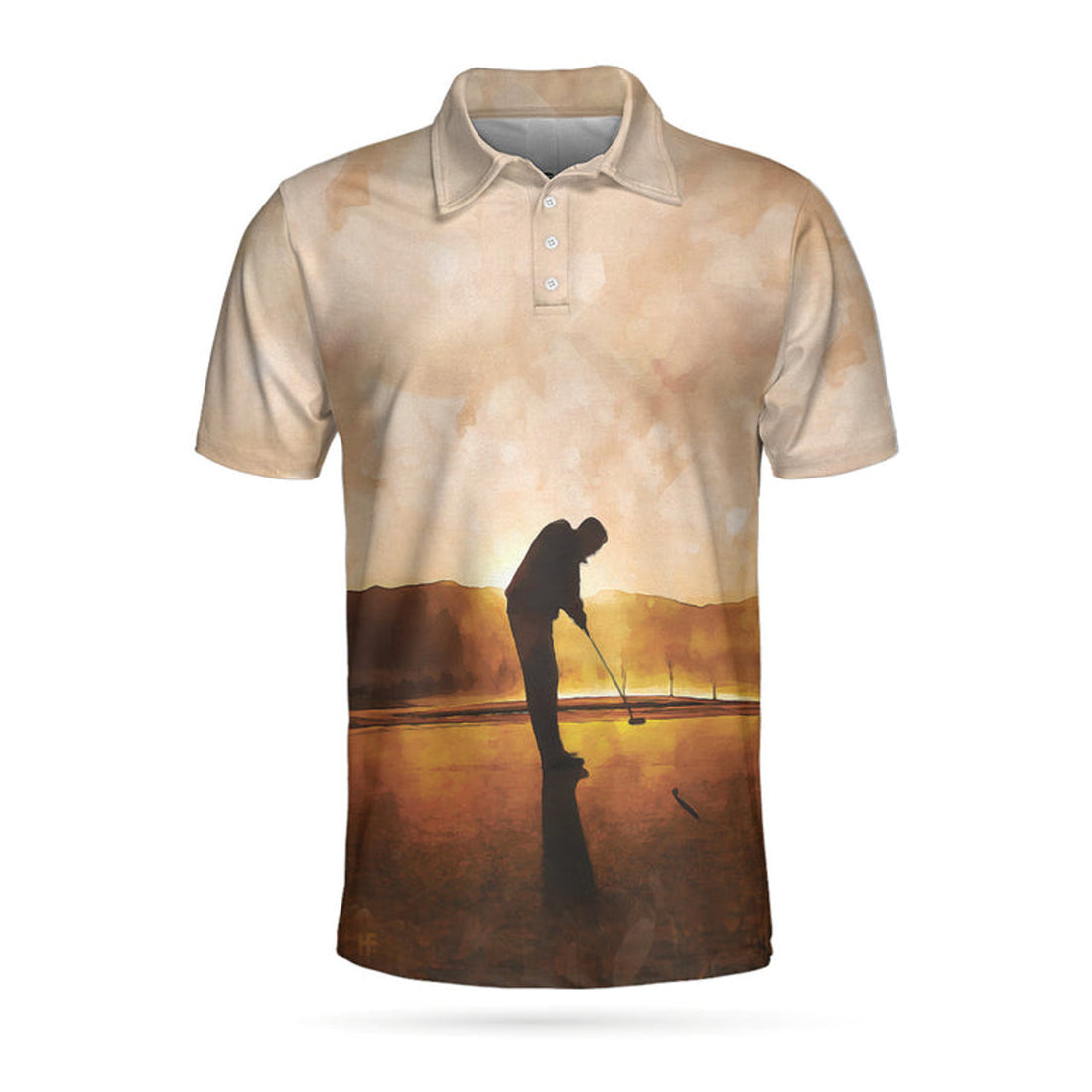 Playing Golf at Sunset Short Sleeve Scene Best Golf Shirt Men's Polo Shirt S-5XL