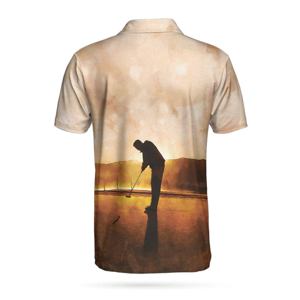 Playing Golf at Sunset Short Sleeve Scene Best Golf Shirt Men's Polo Shirt S-5XL