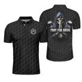 Custom Name Pray For Birdie Golfing Skeleton Black Skull Men's Polo Shirt S-5XL