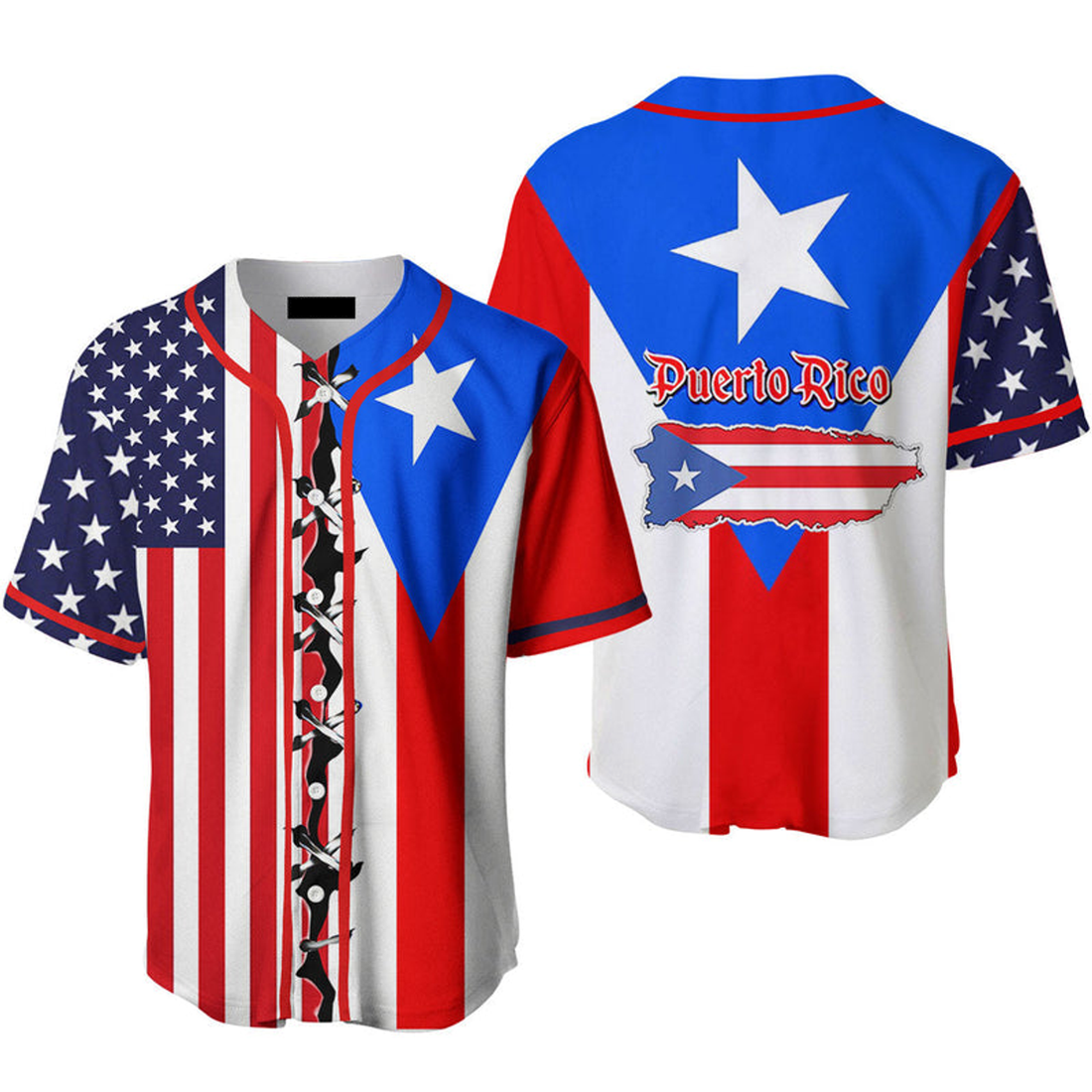 Puerto Rico Flag Baseball Jersey Gift Baseball Jersey S-5XL