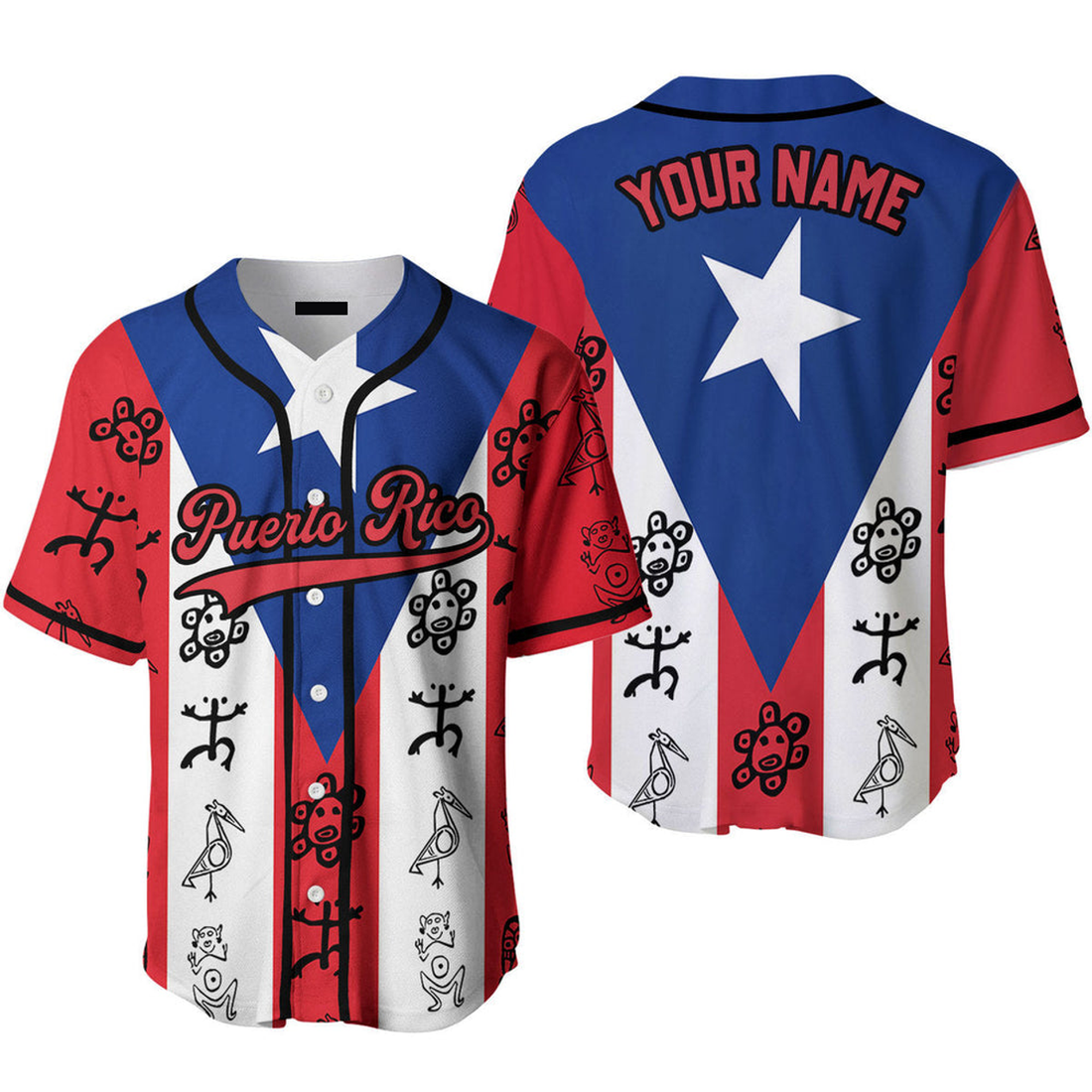 Custom Flag Funny Red Black Puerto Rico Baseball Jersey b3 S-5XL