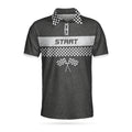 Racing Start Finish Short Sleeve Polo Black White Checker Men's Polo Shirt S-5XL