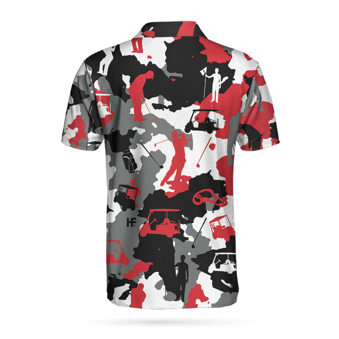 Red And White Camouflage Golf Shirt Golfer Silhouette Men's Polo Shirt S-5XL