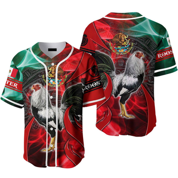 Rooster Mexico Gift Red Green Baseball Jersey S-5XL