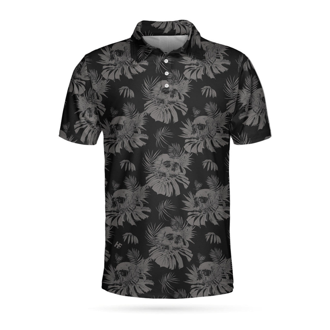 Seamless Skull Goth Black Floral Pattern Best Gothic Gift Men's Polo Shirt S-5XL