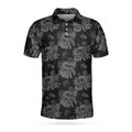 Black Floral Skull Pattern Gothic Golf Men's Polo Shirt S-5XL