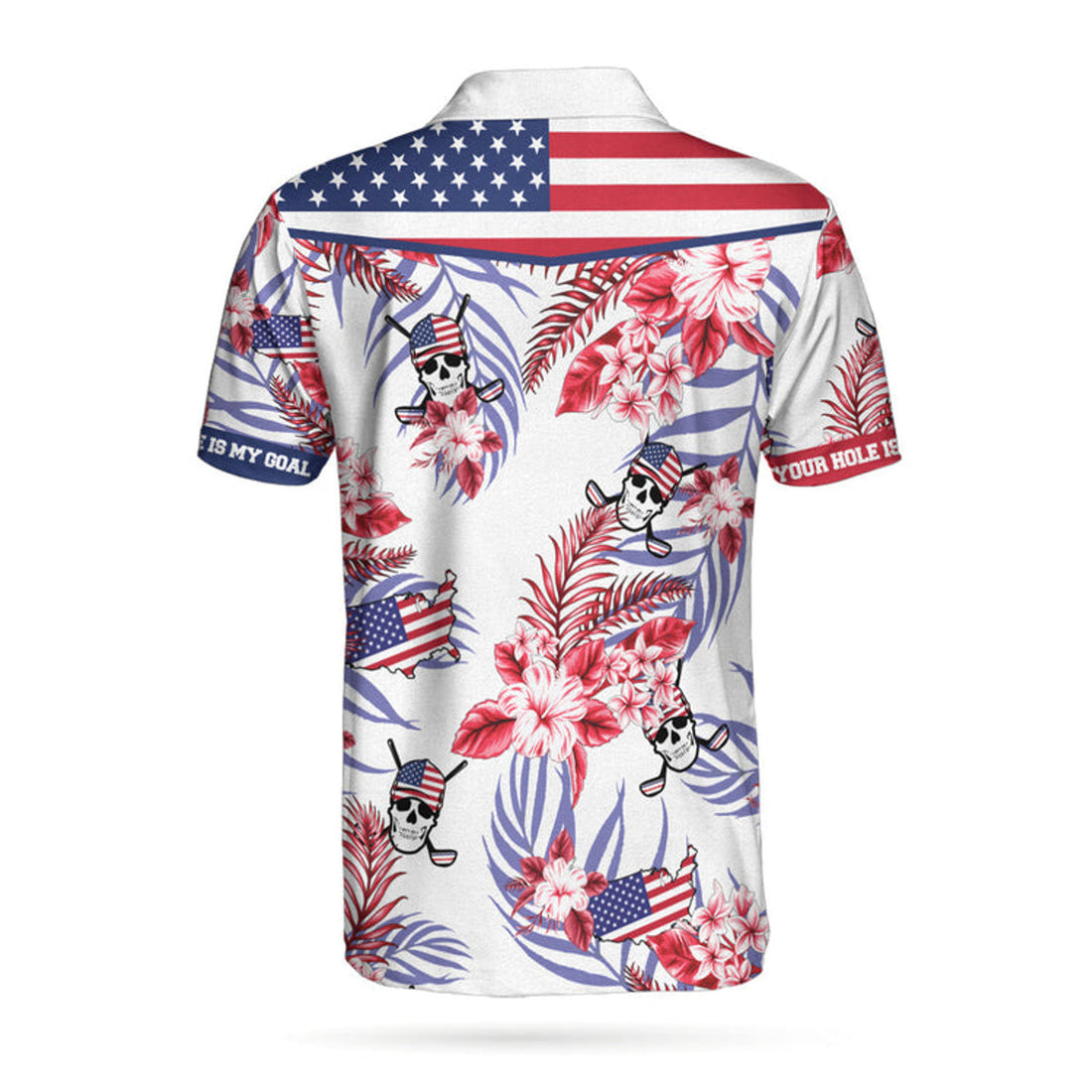 Custom Name Tropical Golf Skull America Texas Bluebonnet Men's Polo Shirt S-5XL