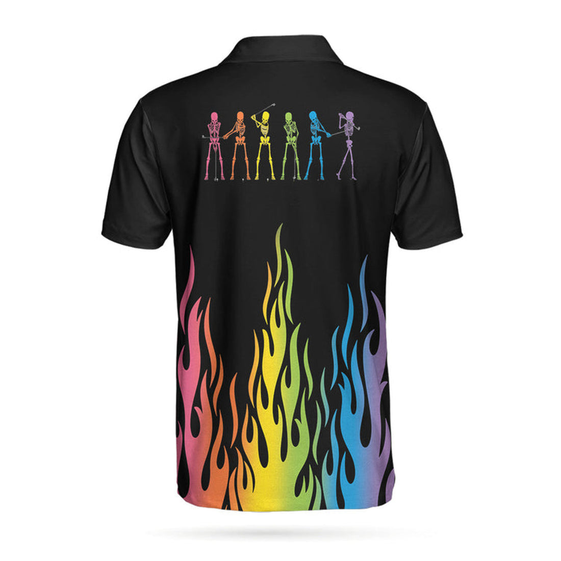 Rainbow Fire Skeleton Golf Shirt Cool Golf Shirt For Men Men's Polo Shirt S-5XL