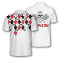 Custom Tennis Skull Argyle Pattern 3D All Over Printed Men's Polo Shirt S-5XL